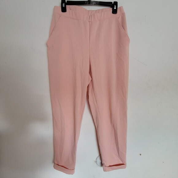 H&M Divided Blush Pink Cropped Pull On Elastic Waist Career Pants Size Medium - Picture 1 of 12
